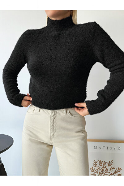 LACHT Γυναικείο μαύρο πλεκτό πουλόβερ με ζιβάγκο