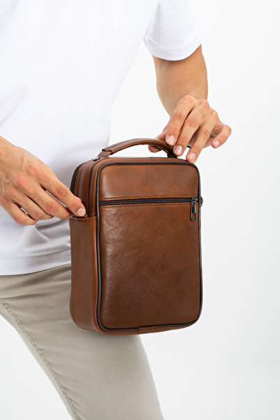 Erzeno Genuine Leather Long Strap Cross Shoulder and Men's Handbag / 100% Leather Men's Bag