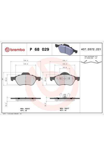 Brembo Set Placute Frana Frana Disc Renault Laguna 2/Laguna 3/Laguna Cupe