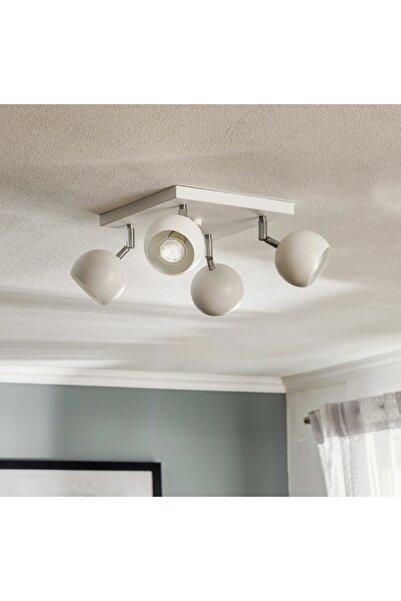 Genel Markalar GU10 Beyaz Kare Dörtlü Led Krom Mafsallı Hareketli Başlık Led ...