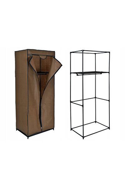 Other Szafa tekstylna z półką Fela - ciemny brąz