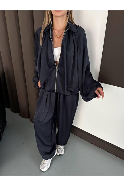 Ekim Store Saten Yarasa Ceket Pantolon Takım