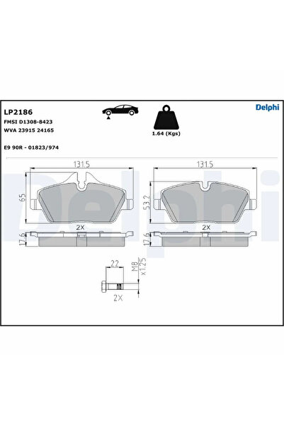 DELPHİ Комплект спирачни накладки за дискови спирачки BMW 1 Mini Mini