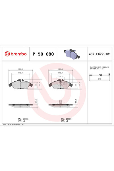 Brembo Комплект спирачни накладки за дискови спирачки Mercedes-Benz 5-класа/S...