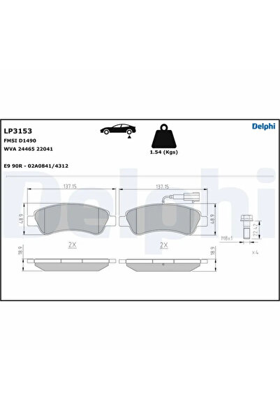 DELPHİ Комплект спирачни накладки за дискови спирачки Citroen Jumper 1 Bus/Ju...