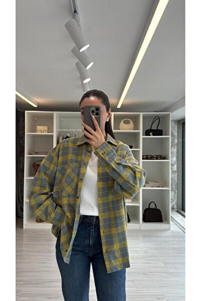 LUUNA STORE OVERSIZE EKOSELİ ODUNCU GÖMLEK - SARI