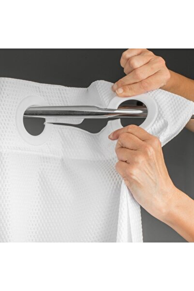 OEM White Textile Shower Curtain with Embossed Pattern 200x180cm