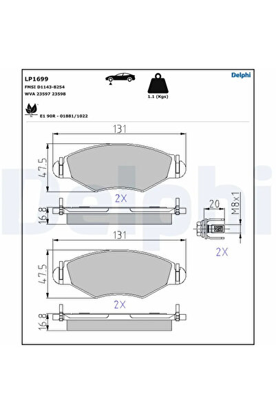 DELPHİ Set Placute Frana Frana Disc Citroen Xsara Peugeot 206/306