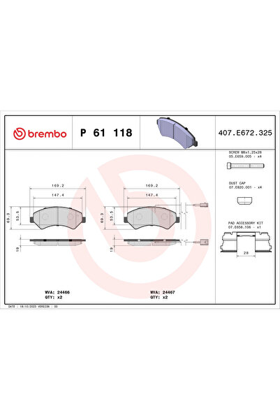 Brembo Set Placute Frana Frana Disc Citroen Jumper 2 Bus/Jumper 2 Caroserie/J...