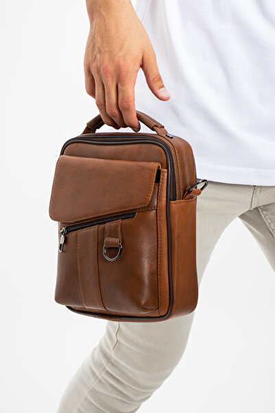 Erzeno Genuine Leather Long Strap Cross Shoulder and Men's Handbag / 100% Leather Men's Bag