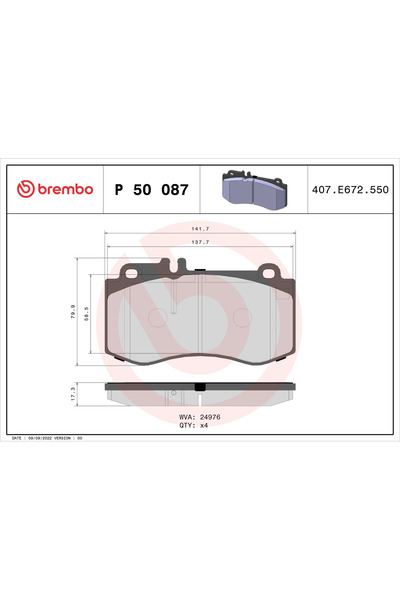 Brembo Set Placute Frana Frana Disc Mercedes-Benz Cls/E-Class Mercedes-Benz (...