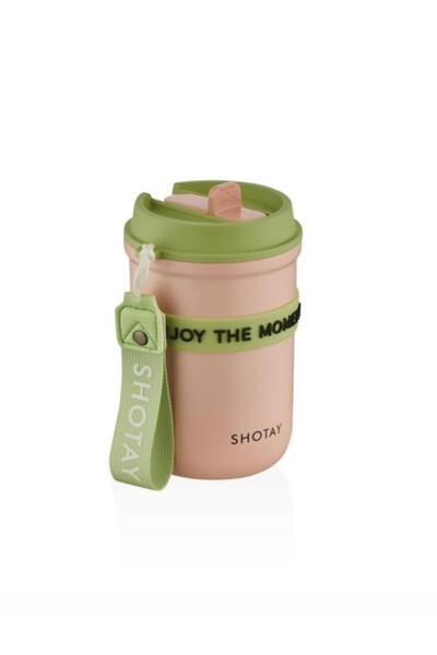 Shotay Strow Coffe Steel Mug 410 ml Pink Color - Sht-St-8136