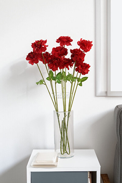 Yapay Çiçek Deposu Yapay Çiçek 4 Çiçekli İzlanda Gülü 80 cm Kırmızı YCD-310