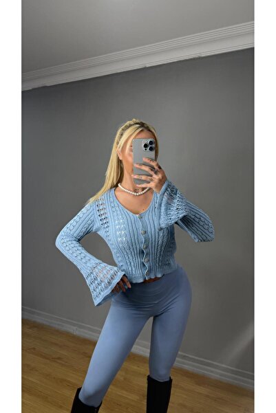 Lendora Düğme Detaylı Ajurlu/Delikli Bluz-Hırka