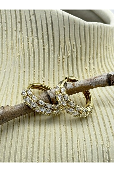 AUBRA Küpe Zirkon Taşlı Aurora Halka – 14K Gold Kaplama | 316L Çelik