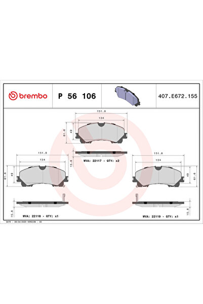 Brembo Set Placute Frana Frana Disc Infiniti Q50/Q60 Cupe/QX50 2 Infiniti (Df...