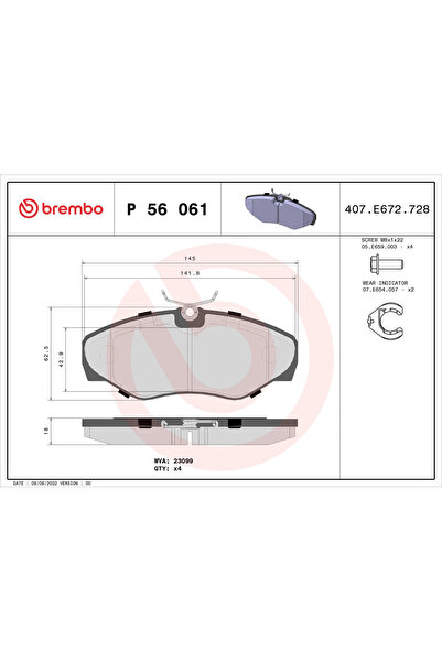 Brembo Комплект спирачни накладки Дискови спирачки Nissan Primastar Bus/Prima...
