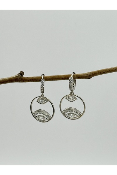 AUBRA Earrings with Zircon Stone Eye Detail – Silver