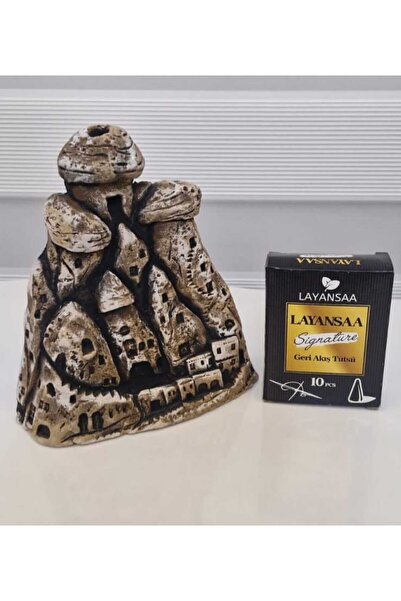 ATHSTORE Kapadokya Peribacası Tütsülük Buhurdanlık Şelale Yoga Beyaz İnce