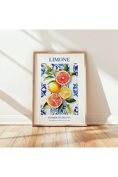 Esci Design Tablou ilustrativ italian cu rama din lemn - Tablou modern pentru bucatarie - Tablou vintage - Artă de perete de lux