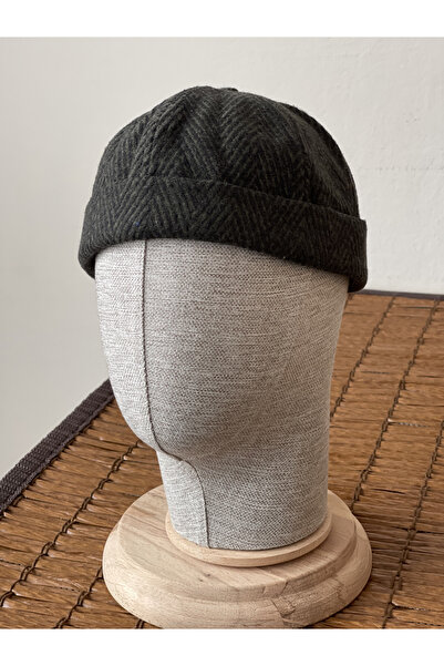 Rupen Kraft قبعة شتوية جديدة من الصوف بتصميم ريترو على طراز الهيب هوب، قبعة دوكر كاكي بنمط عظم السمك، قبعة تاك (قبعة صغيرة)