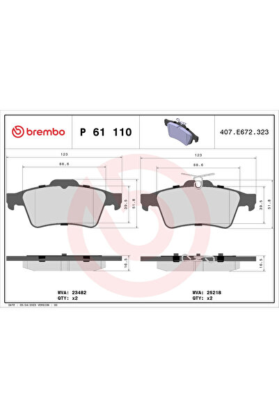Brembo Set Placute Frana Frana Disc Citroen (Df-Psa) C5 Fengshen A9