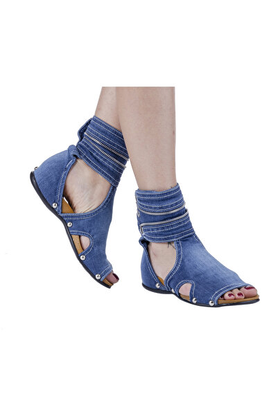 Butik Jeanolog Kot Sandals with Ankle Buckle Detail