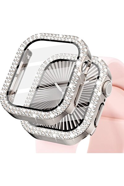 GREGOSS غطاء حماية زجاجي متوافق مع ساعة أبل سلسلة 10/11 مقاس 46 ملم مع حجر لا...