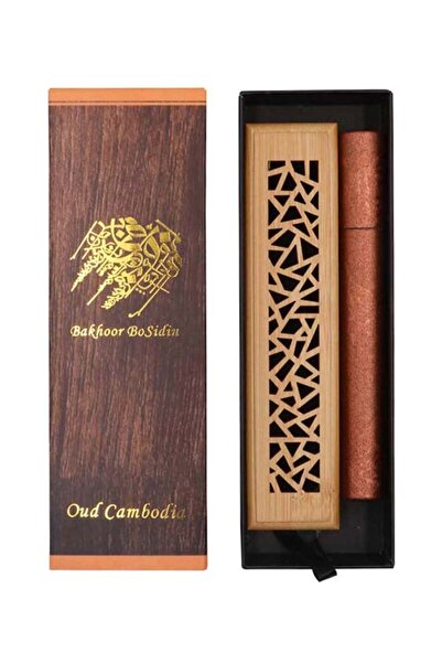 BoSidin 20 قطعة - أعواد بخور عود كمبودي مع مبخرة خشبية - بني، 92 جرام