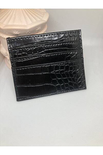 Omarder Deri Women's Black Faux Leather Card Holder, Wallet