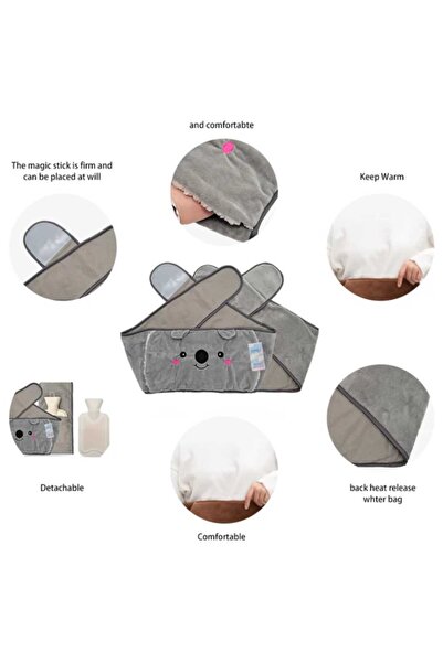 VEYA Water bottle with velvet fabric cover and heat waist belt for relief of back, neck and menstrual pain.