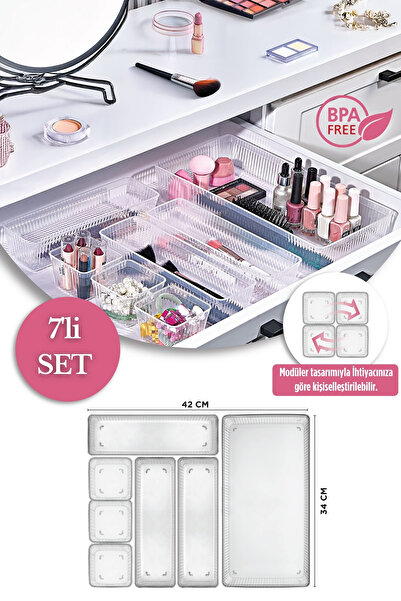 VİGENTİNO 7'li Dolap İçi Çekmece İçi Takı Makyaj Düzenleyici Organizer