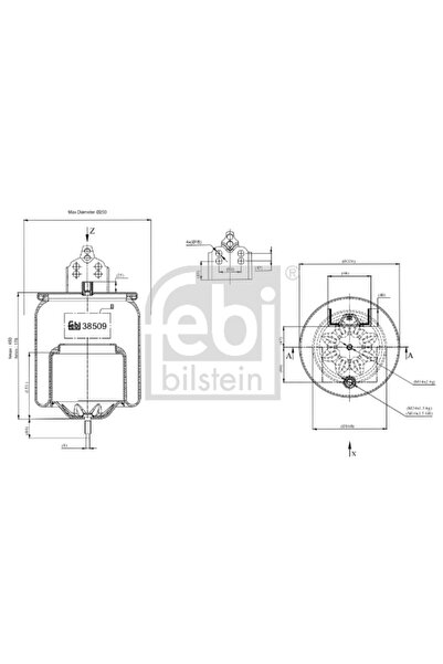 FEBI BILSTEIN Burduf Suspensie Pneumatica Axa Spate Dreapta Volvo Fh/Fm