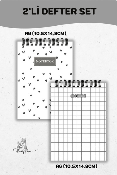 Flowery Paper 2'Li A6 Telli Defter- Çizgili 60 Yaprak/120 sayfa - , Notepad,b...