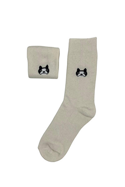 FENRA STUDIO Full Towel-Like Softness, Thermal, Dog-Patterned, Cream Color Wo...