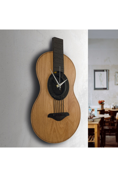 Time Reflection Dekoratif Ahşap Klasik / Akustik Gitar Duvar Saati