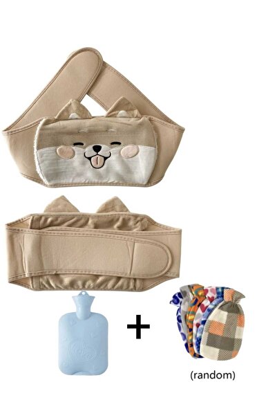 VEYA Water bottle with velvet fabric cover and heat waist belt for relief of back, neck and menstrual pain.