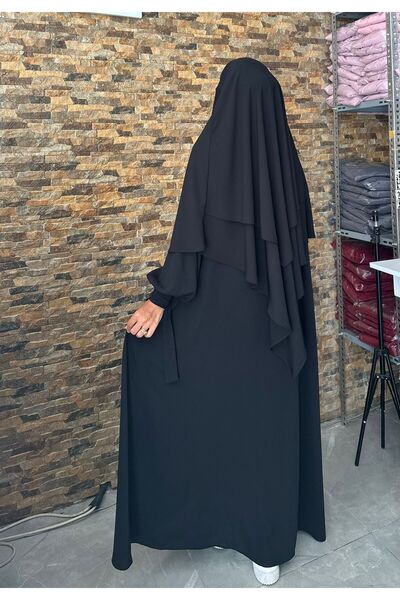 Hijab Tesettür Suit with Attached Sleeves and Inner Lining
