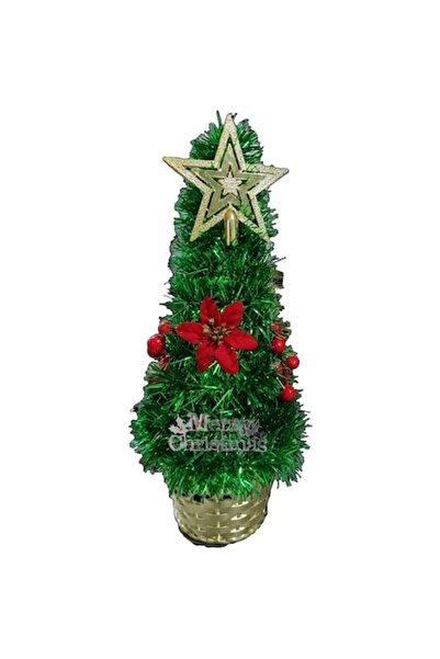 NOVOKIDS Brad artificial de Craciun NOVOKIDS™ Mini Christmas Tree, Pentru casa si birou, Cu decoratiuni si