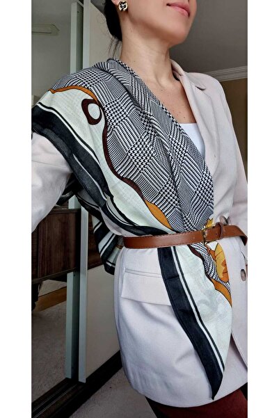 İNİTİUM 90*90 Kaz Ayağı Desenli Fular