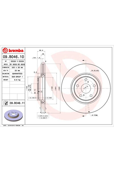 Brembo Set Discuri Frana Toyota Avensis/Verso 2008-2018