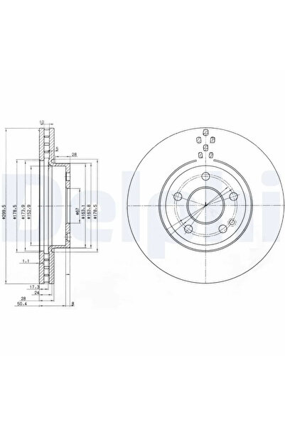 DELPHİ Спирачен диск Mercedes-Benz Viano/Vito / Mixto Body/Vito Bus