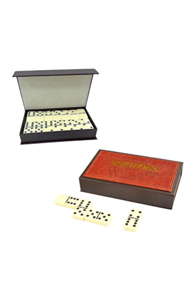DH مجموعة دومينو كلاسيكية مع علبة جلدية (28 قطعة