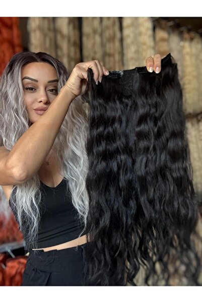 Suzan Peruk Yarımay Çıtçıt Saç + 2 yan (Toplam 3 Parça Set ) Doğal Orjinal in...