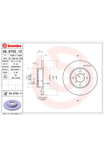 Brembo Set Discuri Frana Opel Agila Suzuki Wagon R 2000-2010