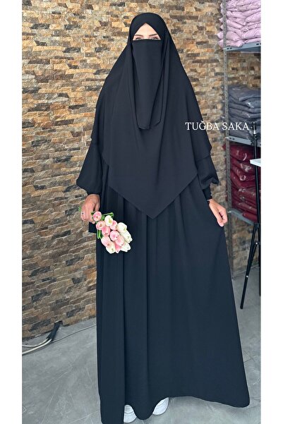 Hijab Tesettür Suit with Attached Sleeves and Inner Lining