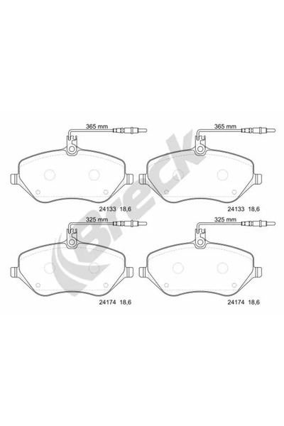 BRECK Комплект накладки за дискови спирачки Citroen C5 3/C6 Peugeot 407/607