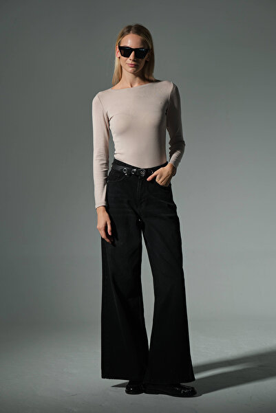 Domoda Πλεκτή μπλούζα με μακρύ μανίκι με λαιμόκοψη Premium Soft Touch @Sayat