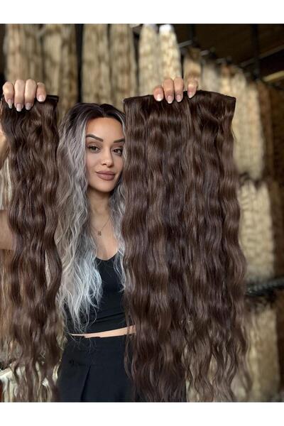 Suzan Peruk Yarımay Çıtçıt Saç + 2 yan (Toplam 3 Parça Set ) Doğal Orjinal in...