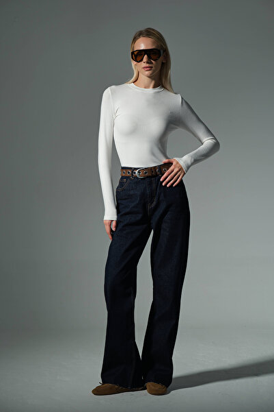 Domoda Πλεκτή μπλούζα με μακρύ μανίκι με λαιμόκοψη Premium Soft Touch @Sorbe